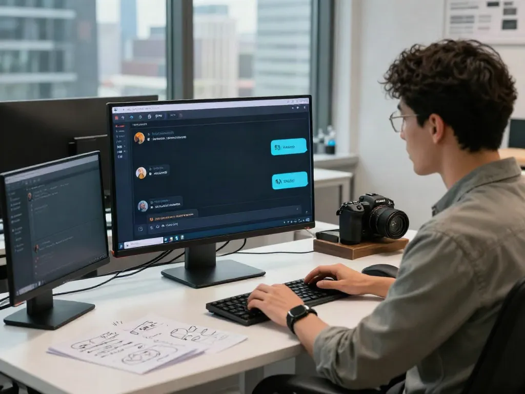 An engaging workspace highlighting an unfiltered AI chat platform in action with a user interacting on a vibrant digital interface.