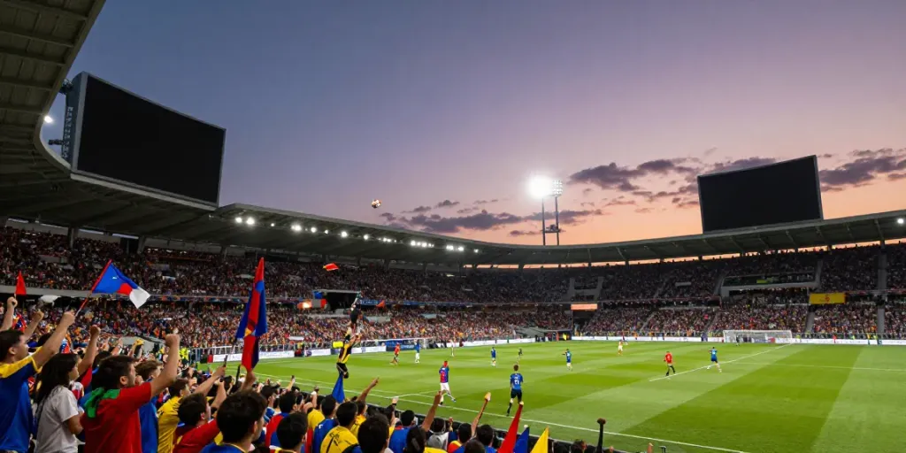Exciting football stadium scene showcasing fans and players during a match, perfect for discussing TOP10 สโมสร.