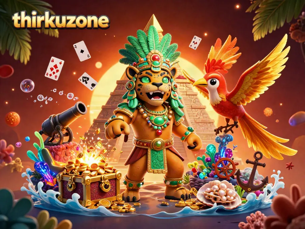 Experience thrilling gameplay with thrkuzone featuring a dazzling 3D Mayan scene full of excitement and treasures.
