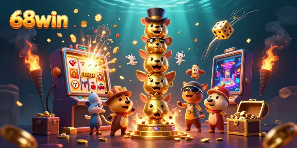 Experience thrilling gaming action with 68win as vibrant jackpots, dynamic characters, and excitement unfold.