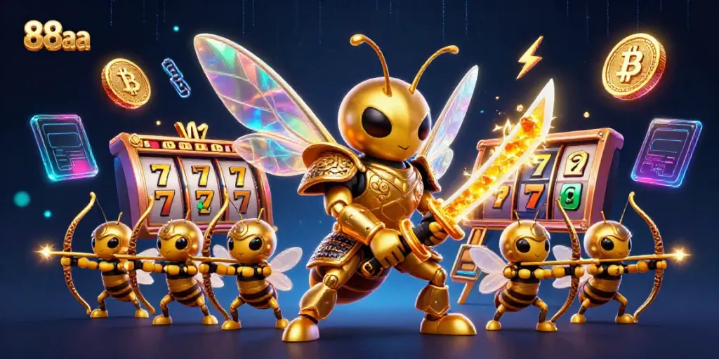 Experience the excitement of 88aa casino gaming with vibrant, dynamic elements in an engaging illustration.