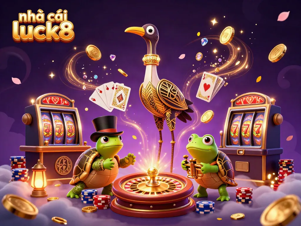 Experience the thrilling world of Nhà cái luck8 with vibrant casino elements and dynamic characters.