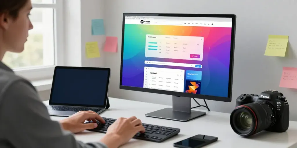 Person using a linking site interface on a computer, optimizing for easy access.