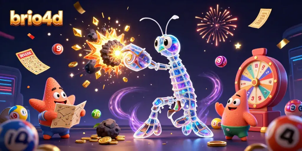 Engage with brio4d's thrilling gameplay through a vibrant 3D illustration featuring dynamic gambling elements.