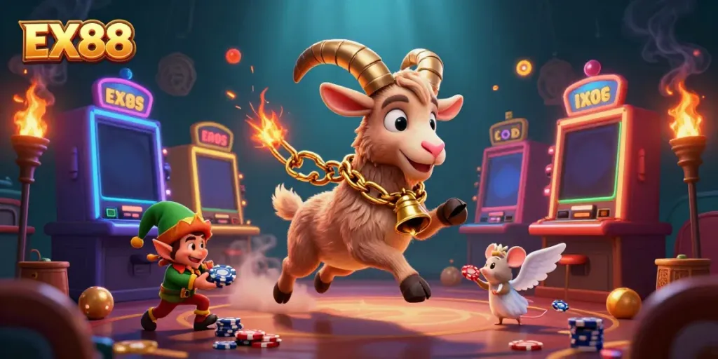 Engage in the festive chaos of the EX88 casino with Krampus and playful elves!