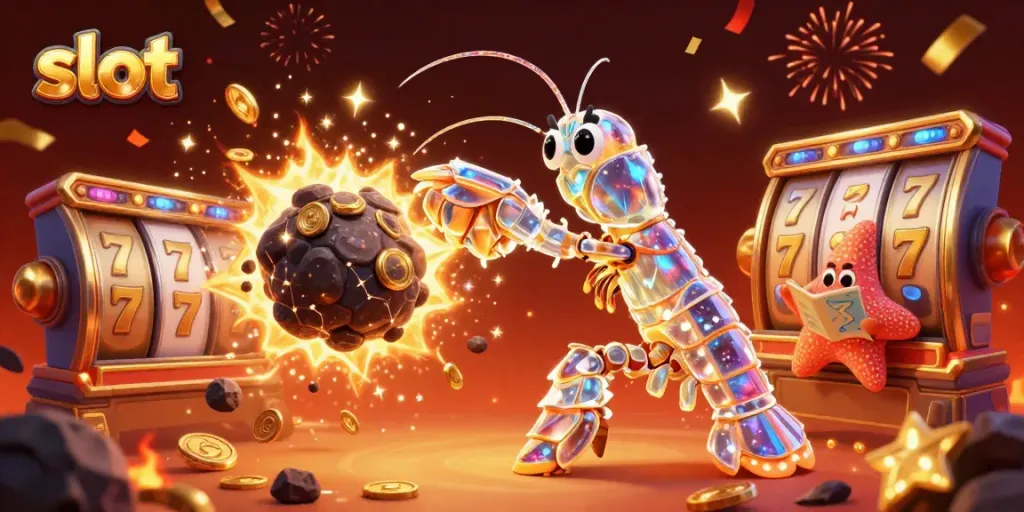 Engage in thrilling slot action with a vibrant 3D scene of galactic characters and jackpot elements.