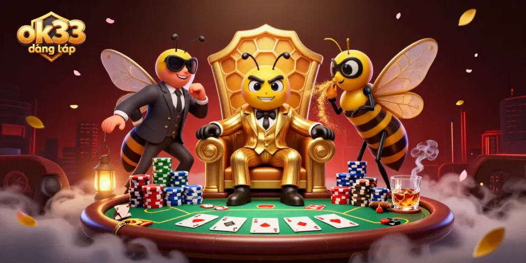 Engage with ok33 đăng nhập at the vibrant casino scene featuring a mob boss bumblebee.