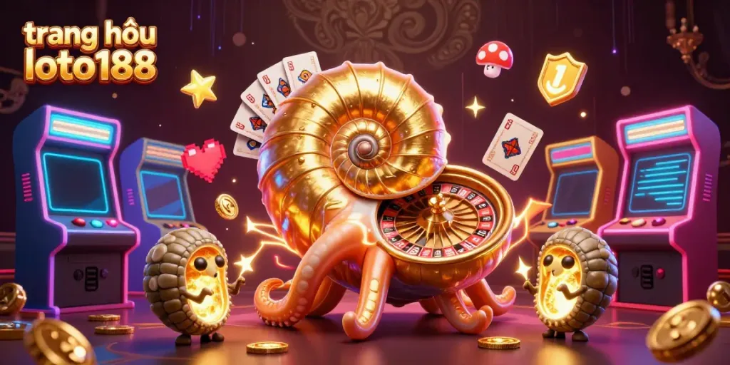Experience vibrant gameplay at trang chủ loto188 with a golden-nautilus roulette wheel and exciting casino elements.